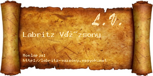 Labritz Vázsony névjegykártya